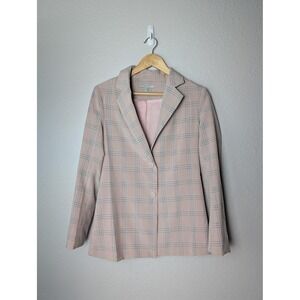 Papaya Blazer Womens Small Pink Plaid Notch Lapel Lined Suit Jacket Work Career